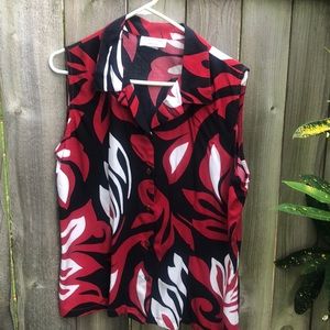 Aloha print sleeveless Top L